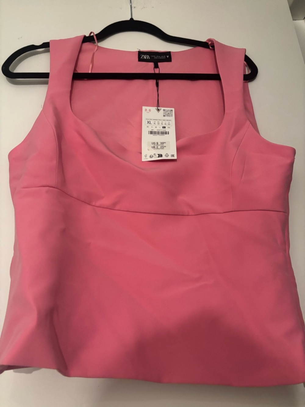 Zara Hot Pink Square-Neck Tank